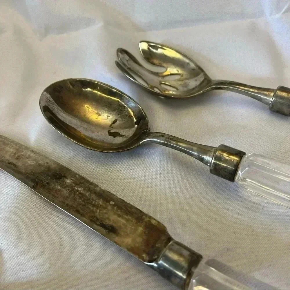 VINTAGE Christina Godinger Large Silver Plated Serving Utensil Set